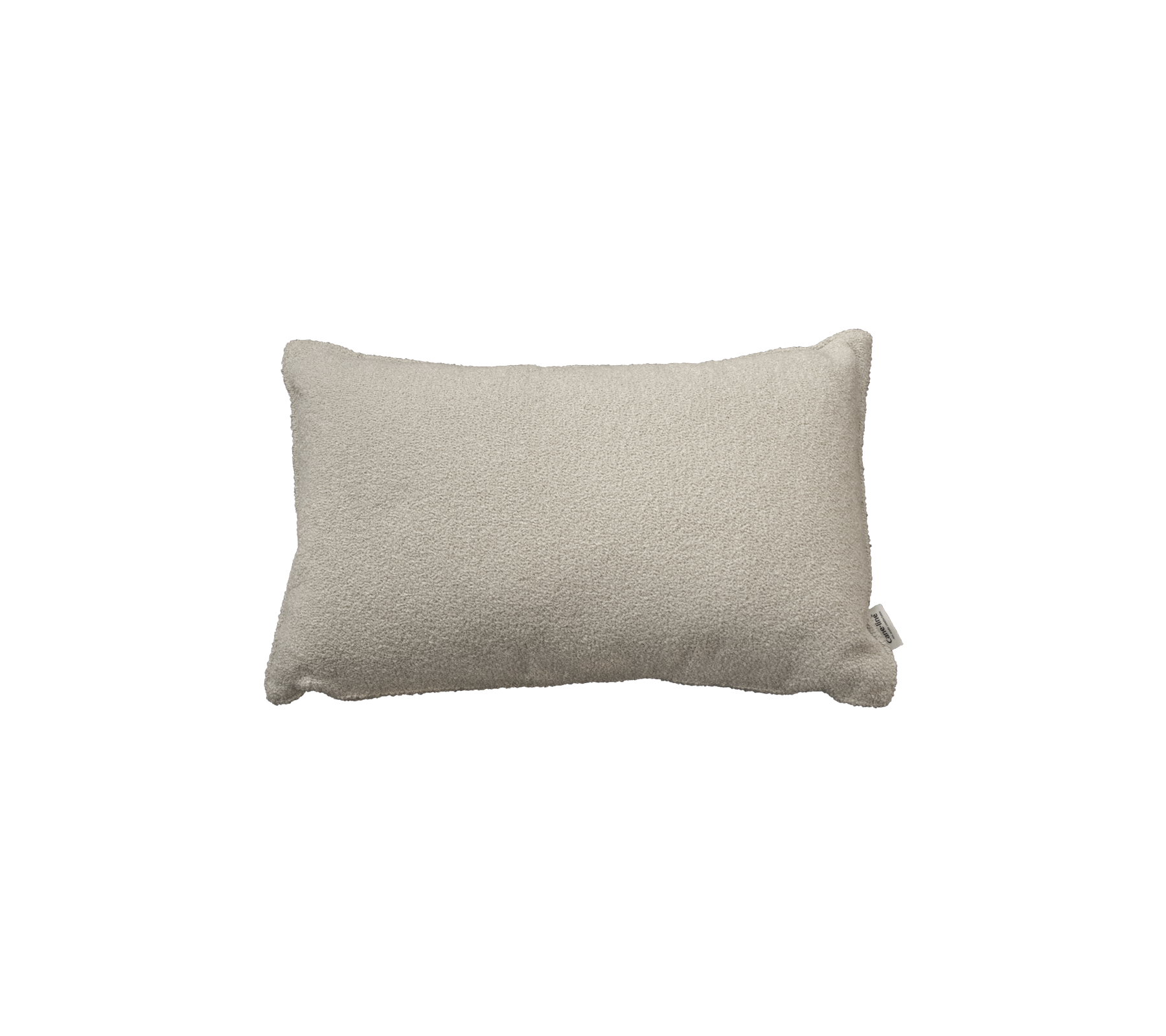 Zachte, rechthoekige kussen in een lichte neutrale kleur met een gestructureerd oppervlak voor extra comfort en stijl.