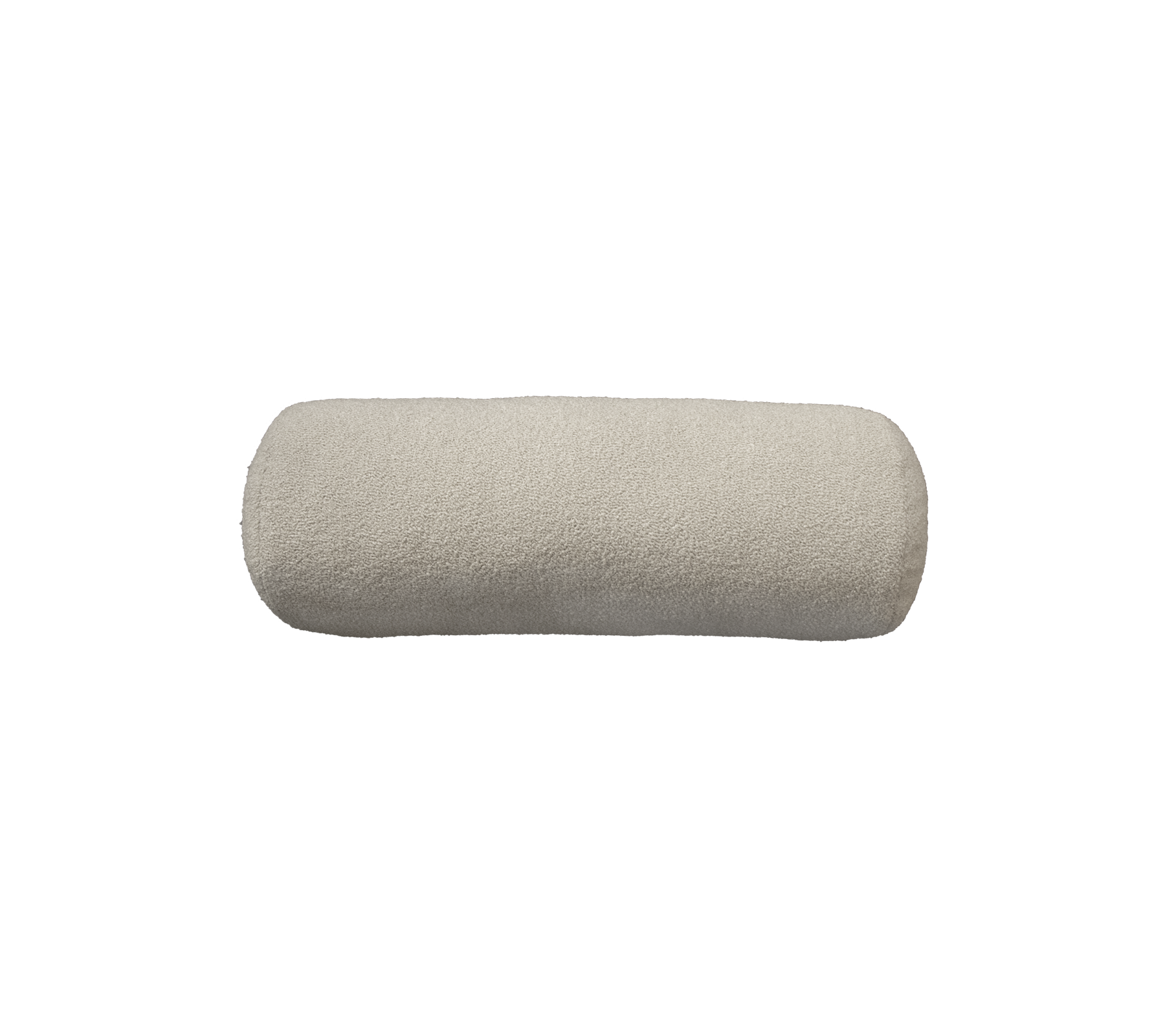 Lichtgekleurde cilindervormige kussen ontworpen voor comfort en ondersteuning. Ideaal voor verschillende zitarrangementen en ontspanningsdoeleinden.