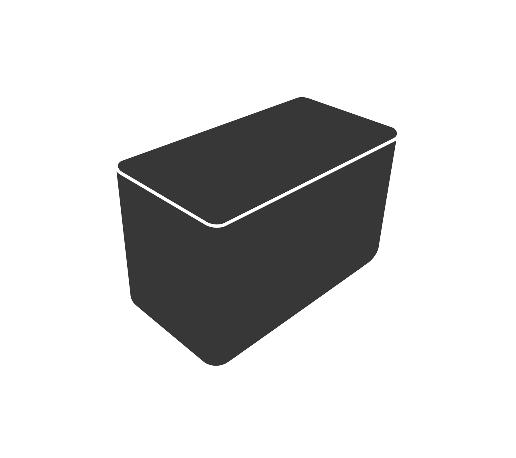 Grijze opslagscontainer met een rechthoekige vorm en een passend deksel, geschikt voor het organiseren van verschillende artikelen of materialen.