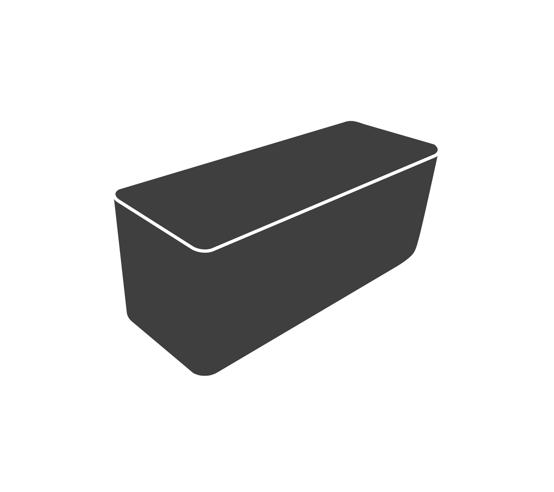 Een slanke, donkere container met een deksel, geschikt voor opslag of organisatie.