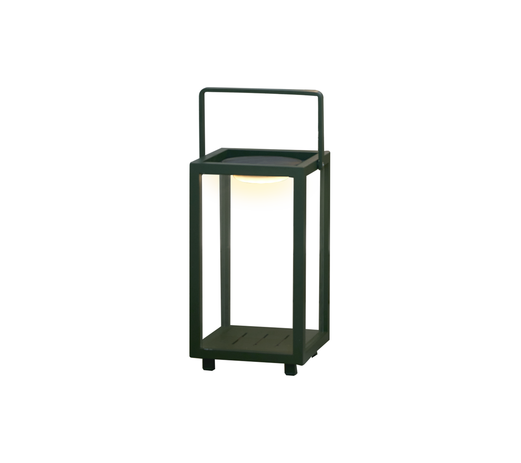 Stijlvolle lantaarn met warm LED-licht, geplaatst in een slank, modern frame, perfect voor het verbeteren van de sfeer in elke ruimte.