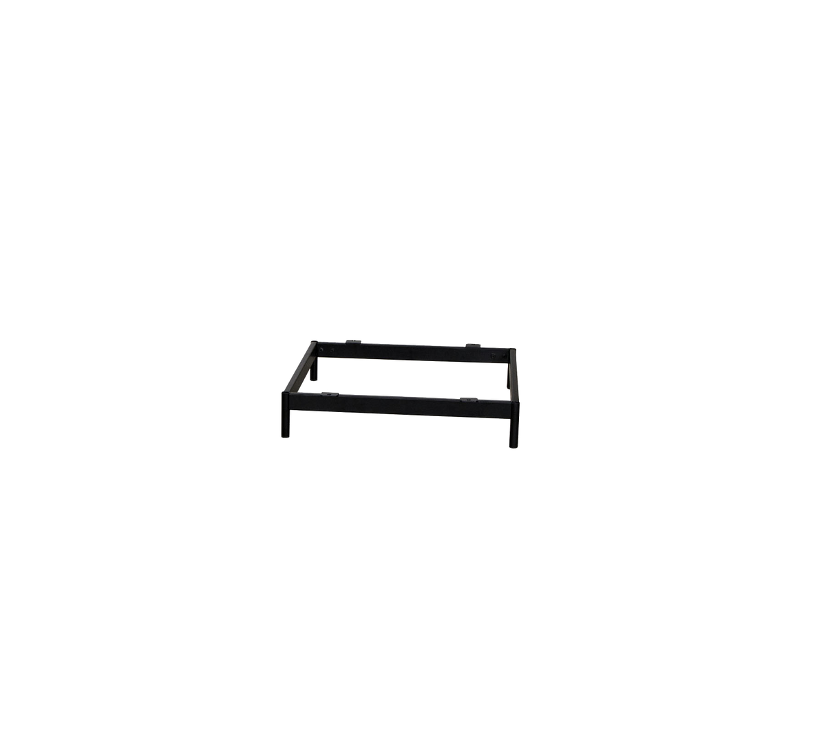 Zwart metalen frame structuur geschikt voor verschillende toepassingen, met een rechthoekige vorm en een open ontwerp.