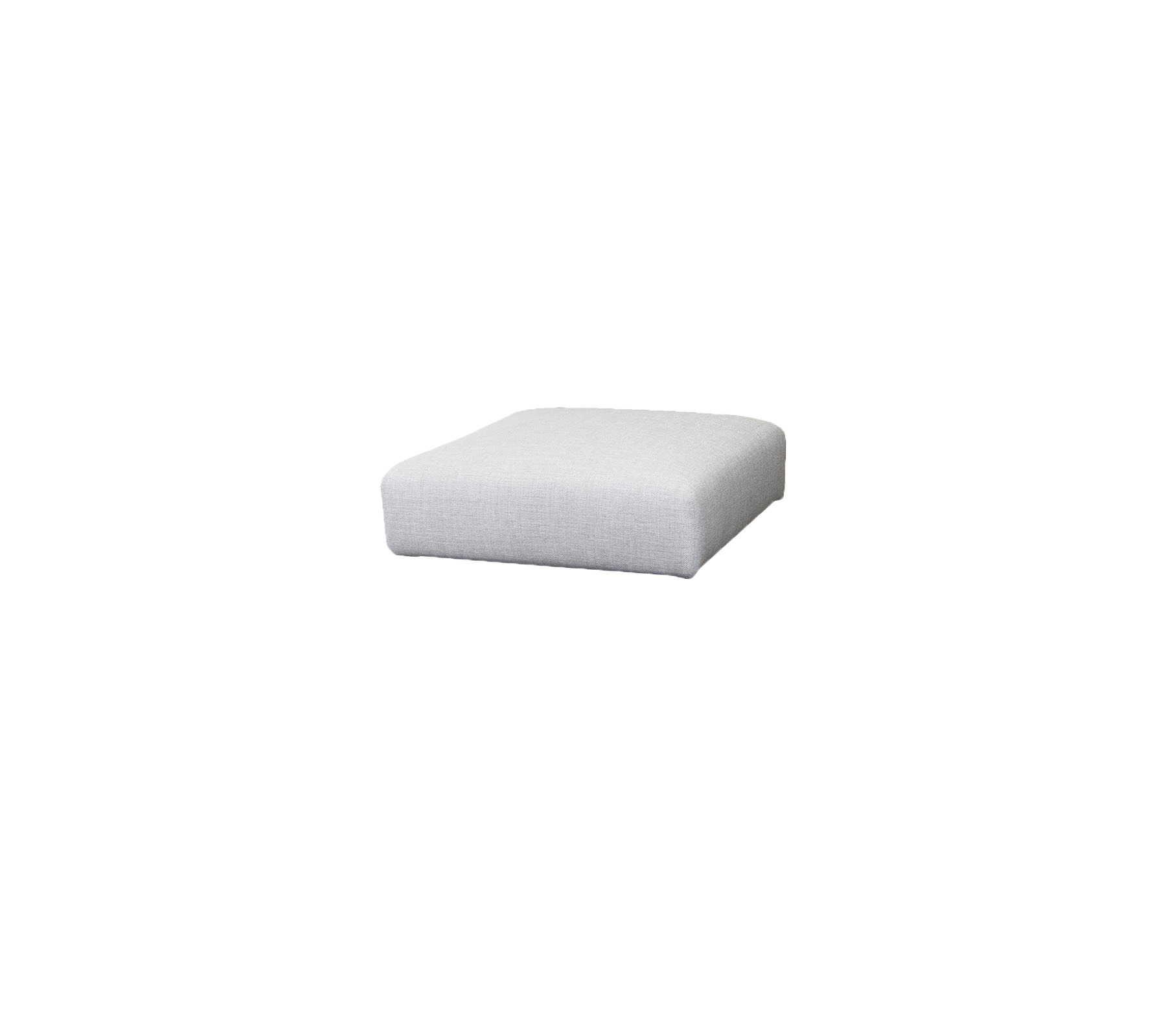 Vierkante, pluche kussen in een neutrale stof, perfect om comfort toe te voegen aan zitarrangementen.