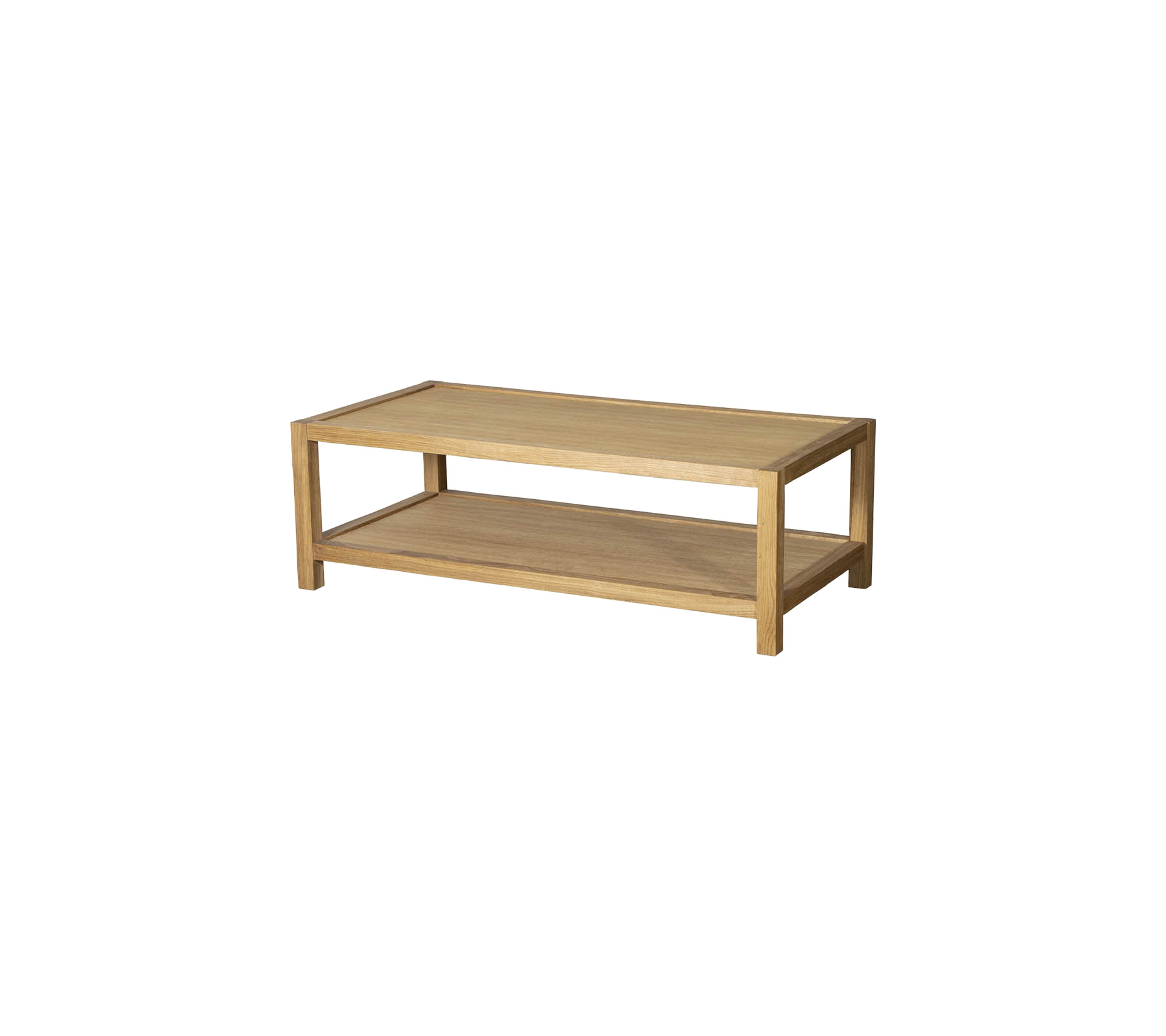 Houten salontafel met een onderrek voor opslag, dat een eenvoudig en modern ontwerp laat zien. Geschikt voor verschillende decoratiestijlen.