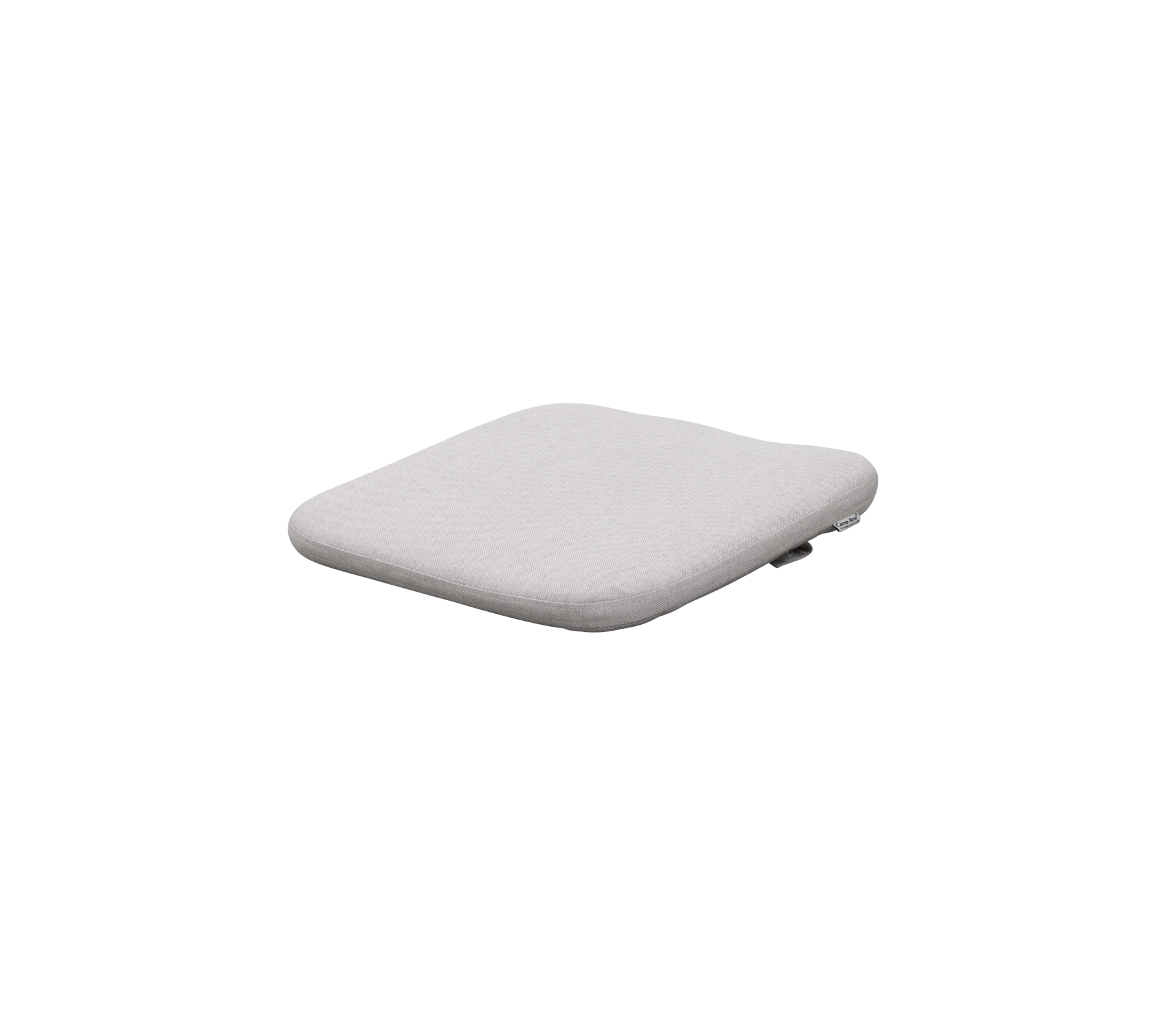 Lichtgrijze, gevoerde zitkussen met een gladde, afgeronde vierkante vorm die comfort en stijl biedt voor zitplaatsen.