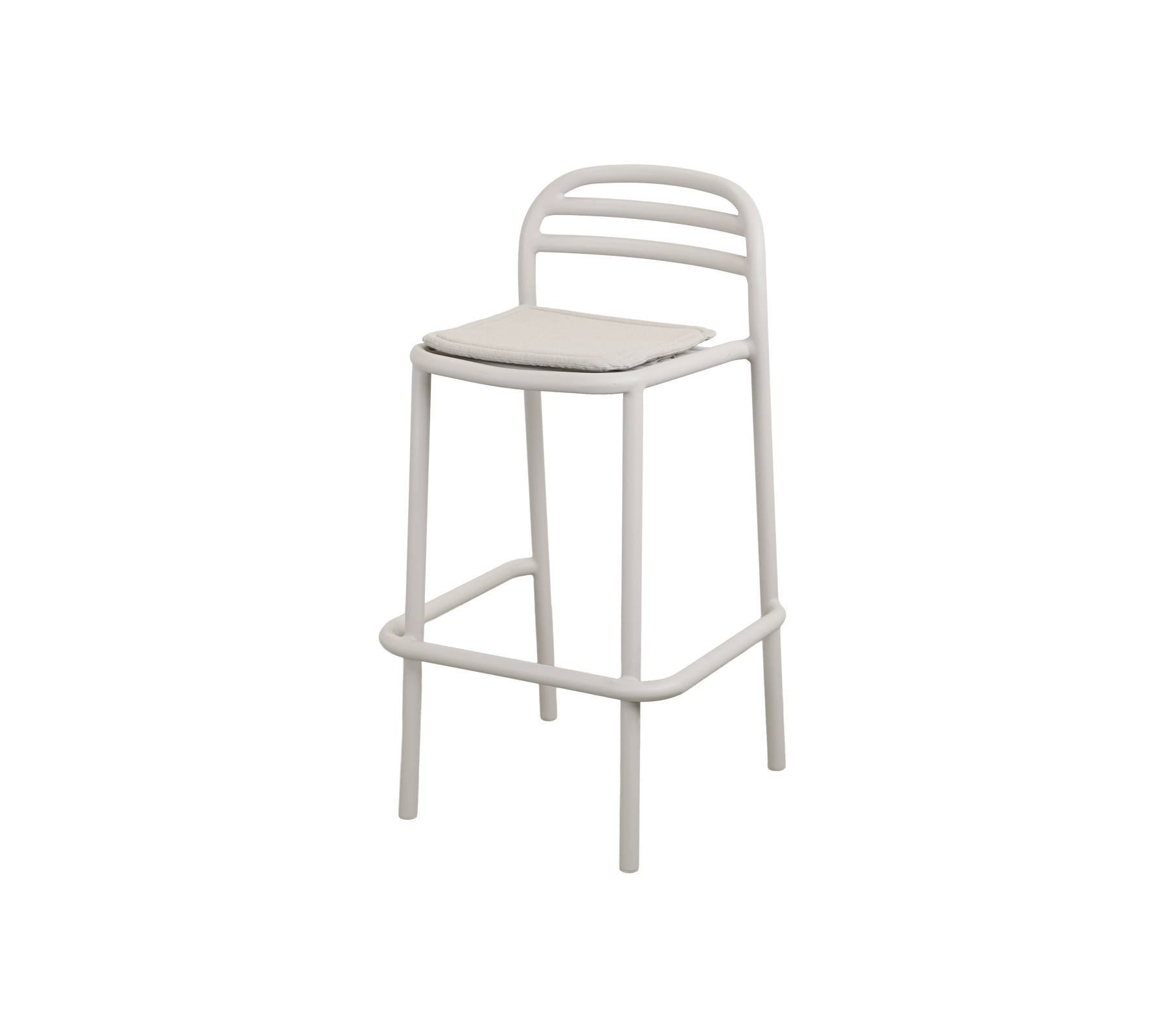 Moderne barkruk in een zandkleurig ontwerp.