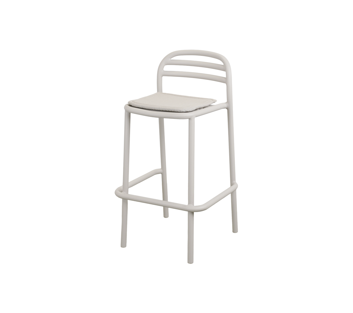 Moderne barkruk in een zandkleurig ontwerp.