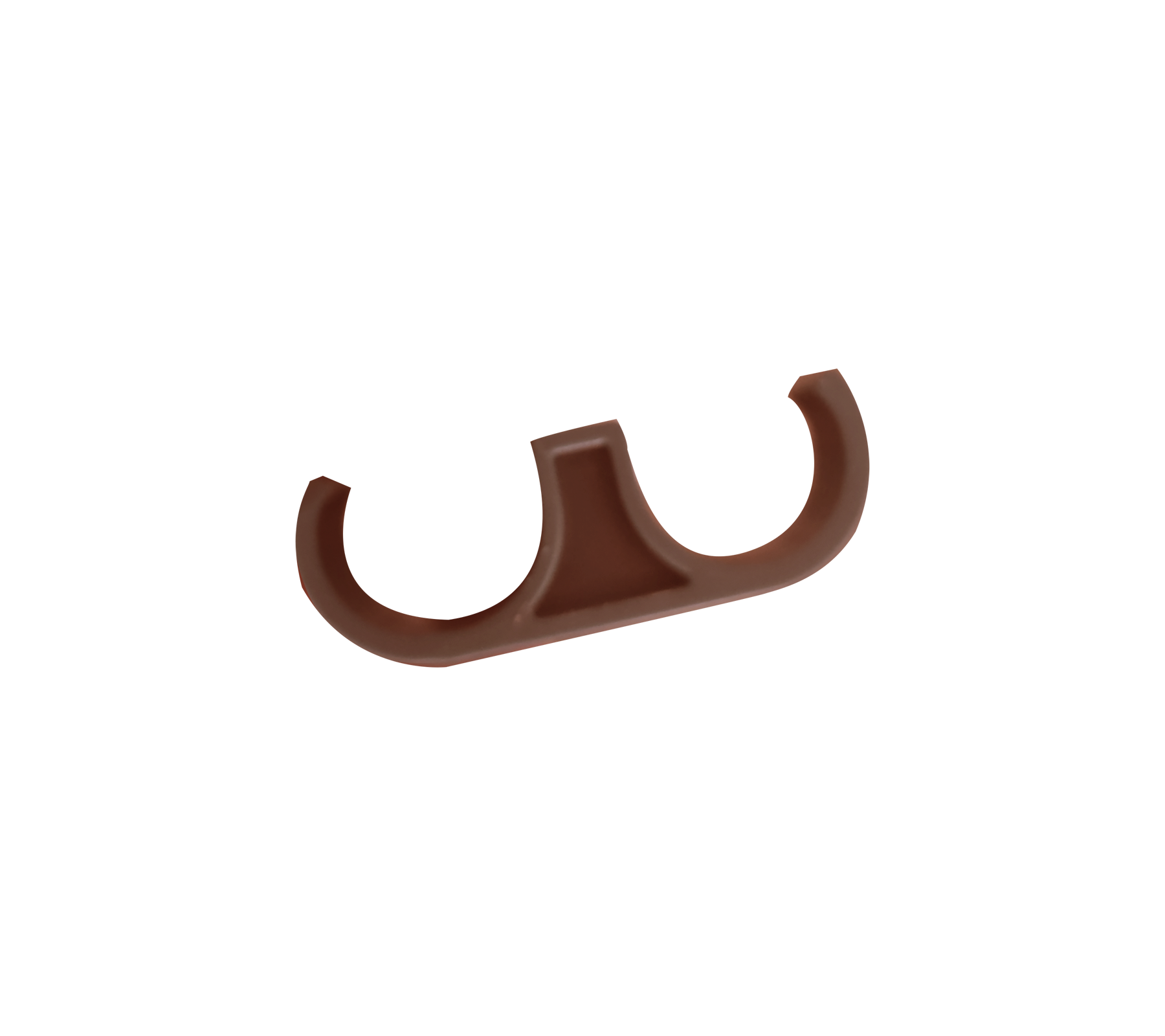 Woestijnrode product met een unieke haakvorm.