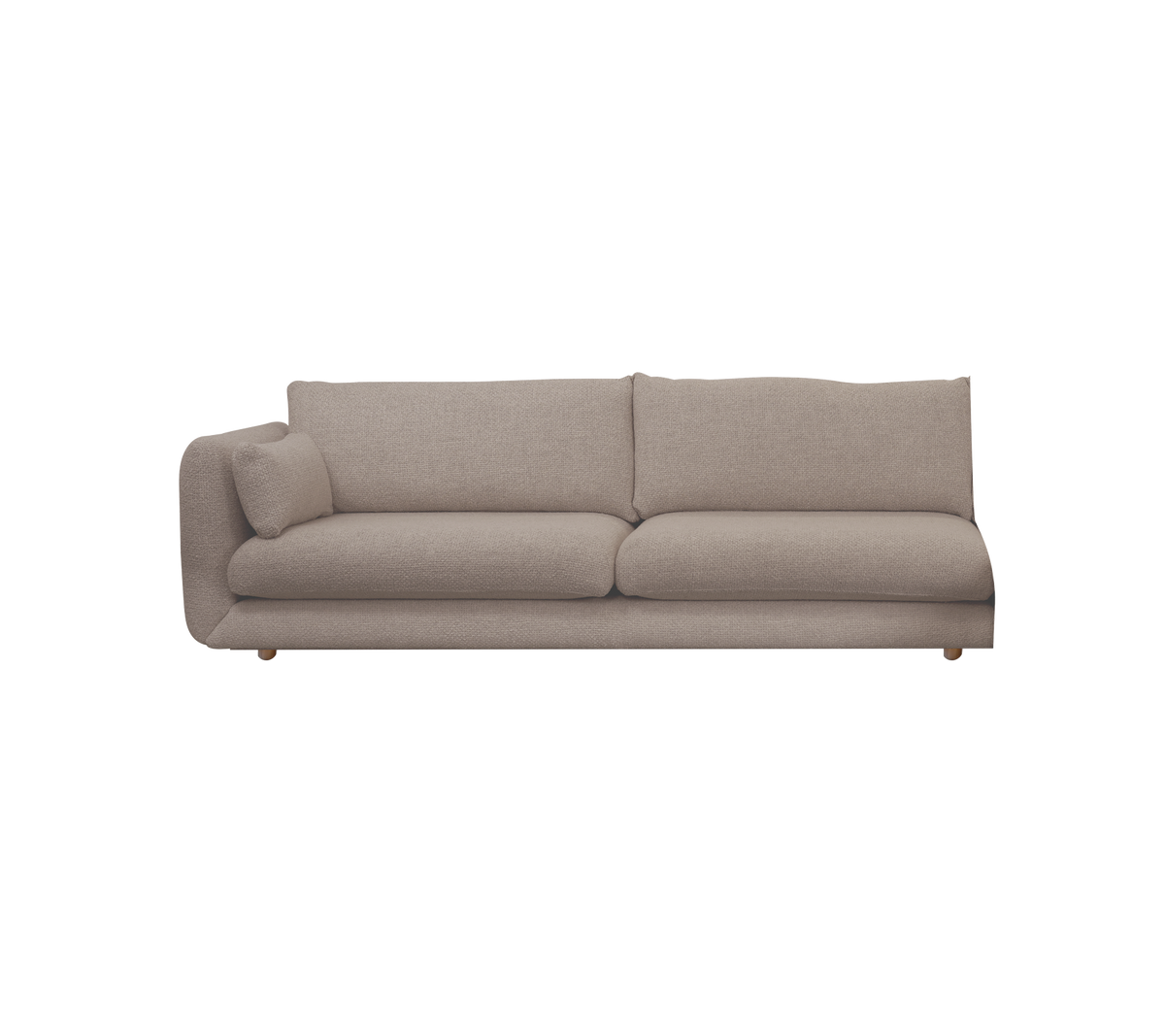 Lichtbruin modern sofa met een minimalistisch ontwerp.
