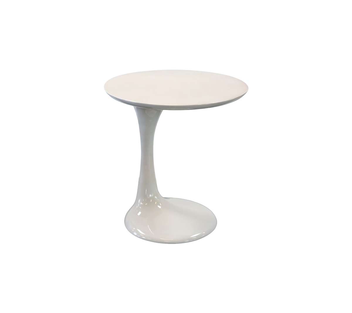 Modern wit bijzettafeltje met een unieke sculpturale basis.