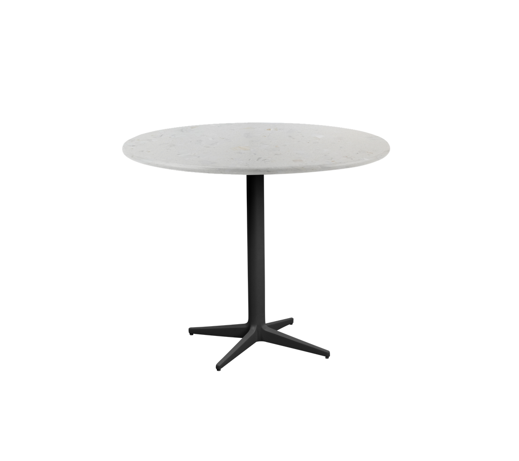 Moderne grijze ronde tafel met een strak ontwerp.