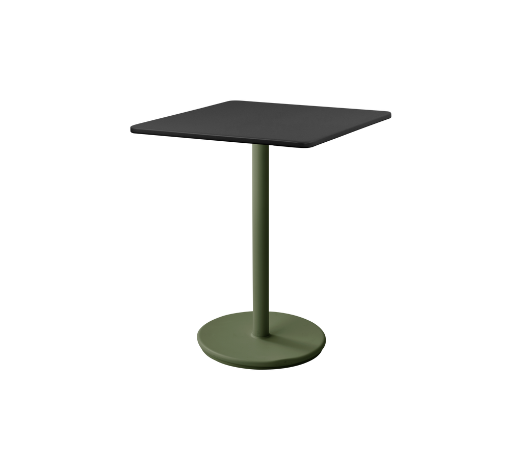 Modern tafel met een donkergroene basis en een lava grijze top.