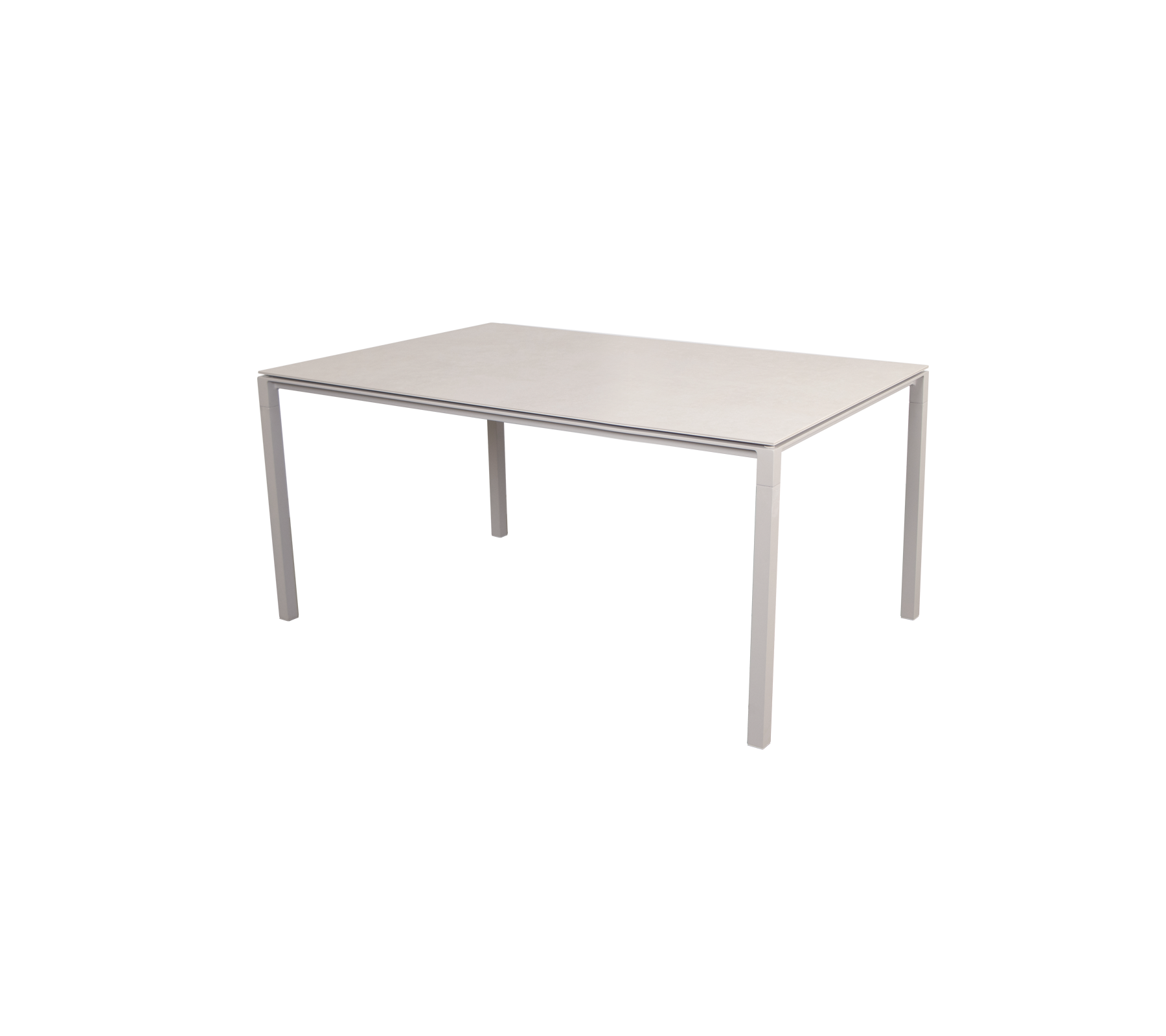Rechthoekige tafel met een glad, lichtgekleurde oppervlak en vier stevige poten, ideaal voor verschillende toepassingen.