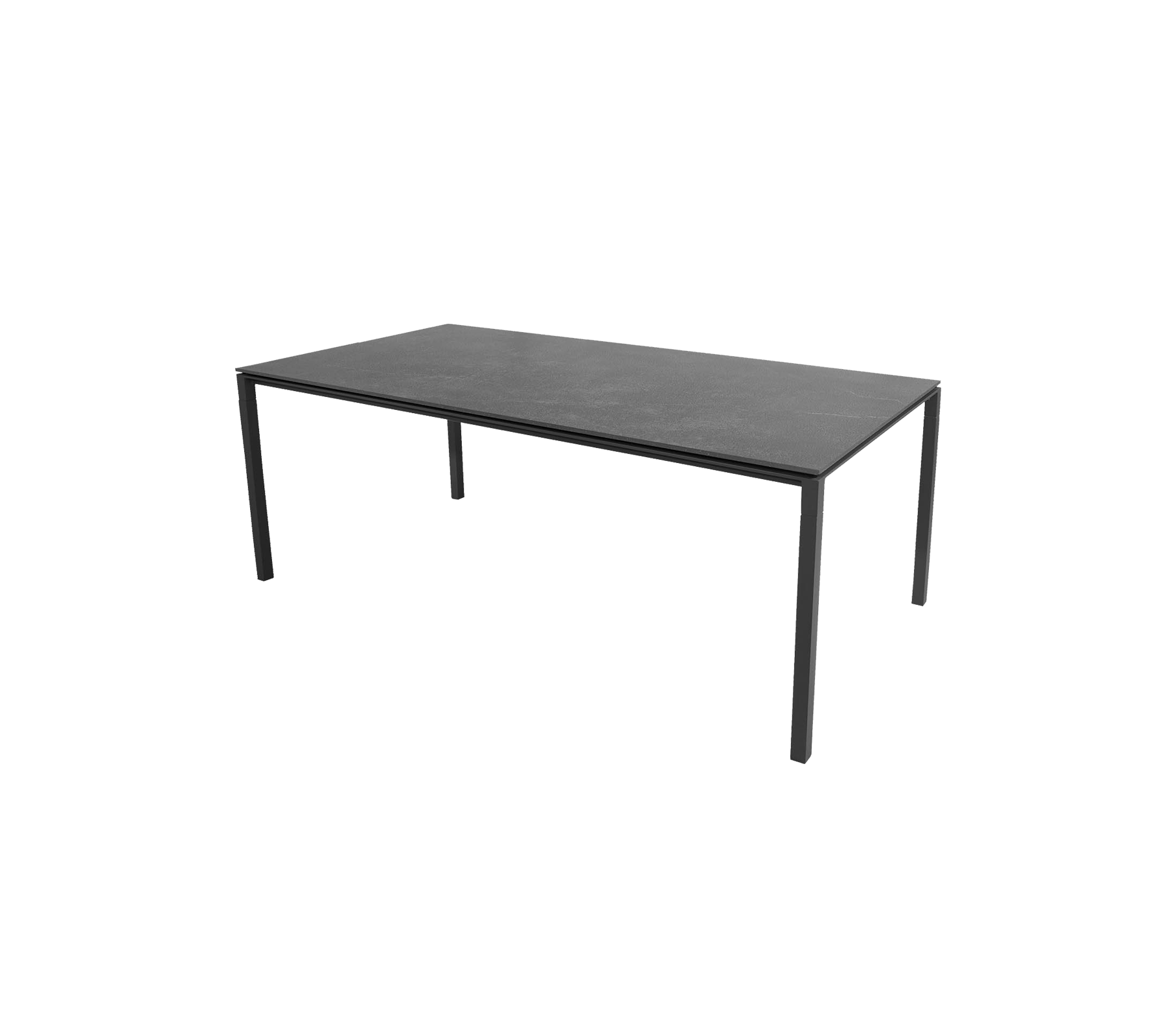 Een stijlvol, modern tafel met een vlakke bovenkant ondersteund door slanke poten, ontworpen voor veelzijdig gebruik in verschillende settings.