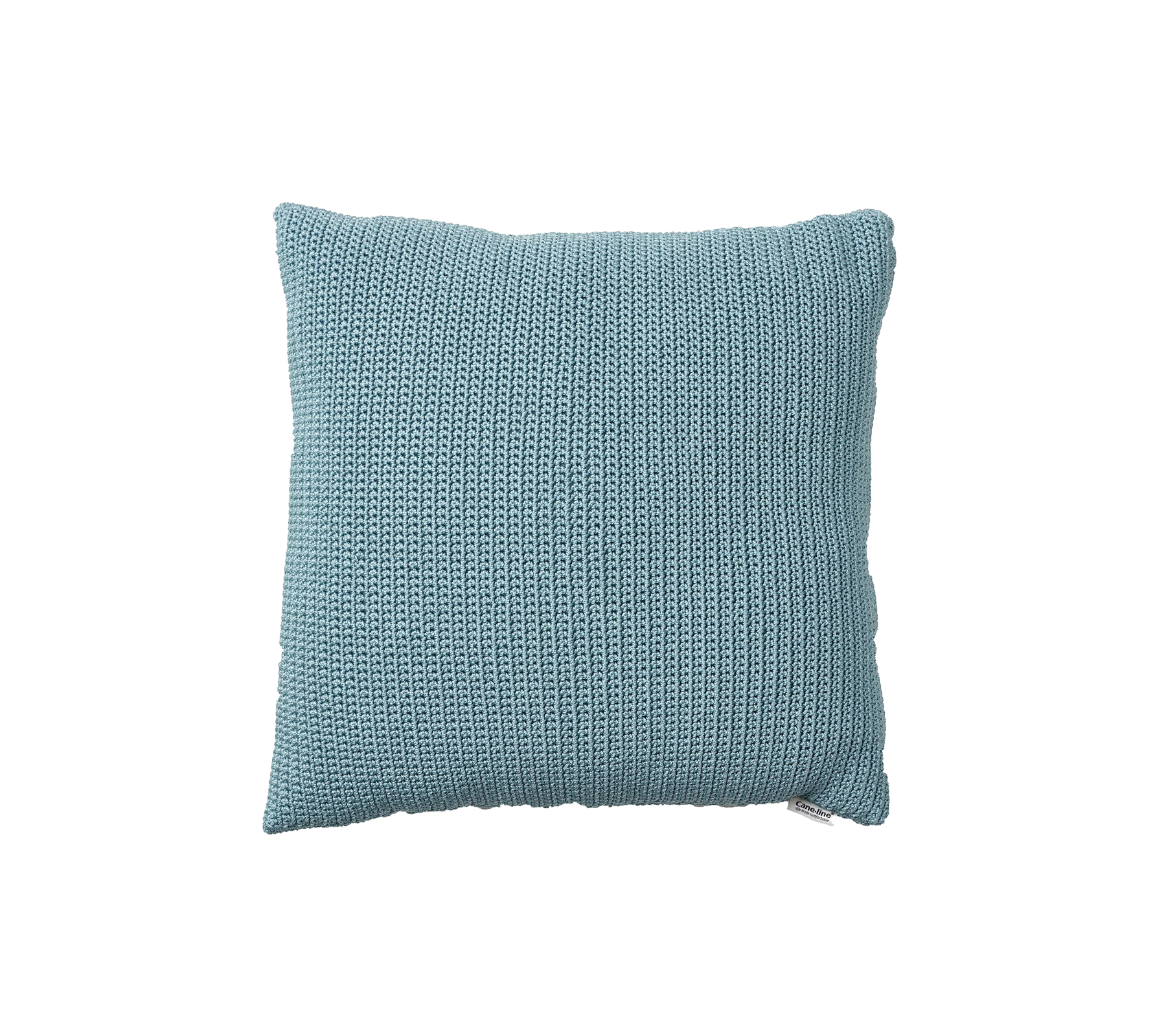 Zachte, gestructureerde vierkante kussen in een rustgevende blauwe tint, perfect om comfort en stijl aan elke ruimte toe te voegen.