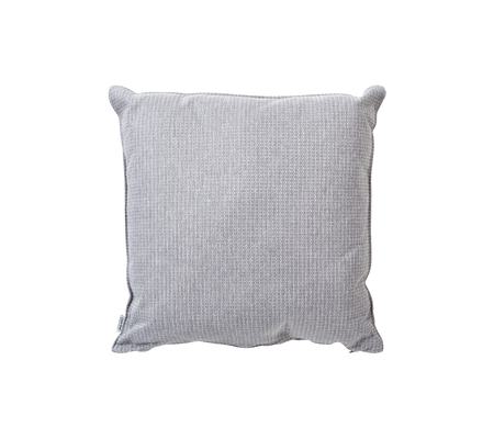 Gray cushion with a textured pattern, featuring piped edges for a stylish and comfortable accent in any setting.