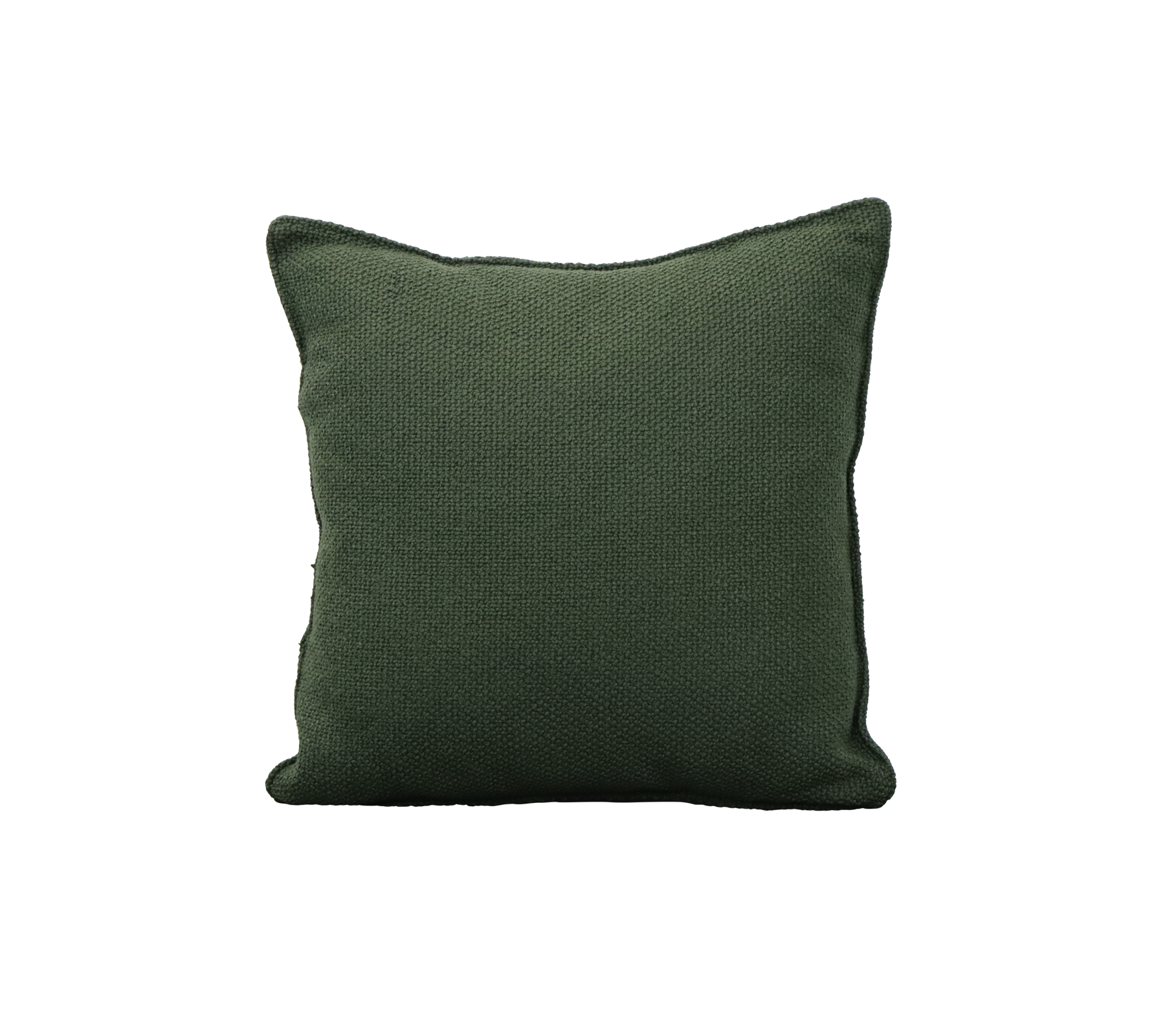 Solide groene vierkante kussen met een gestructureerd oppervlak, geschikt om comfort en stijl aan meubels toe te voegen.