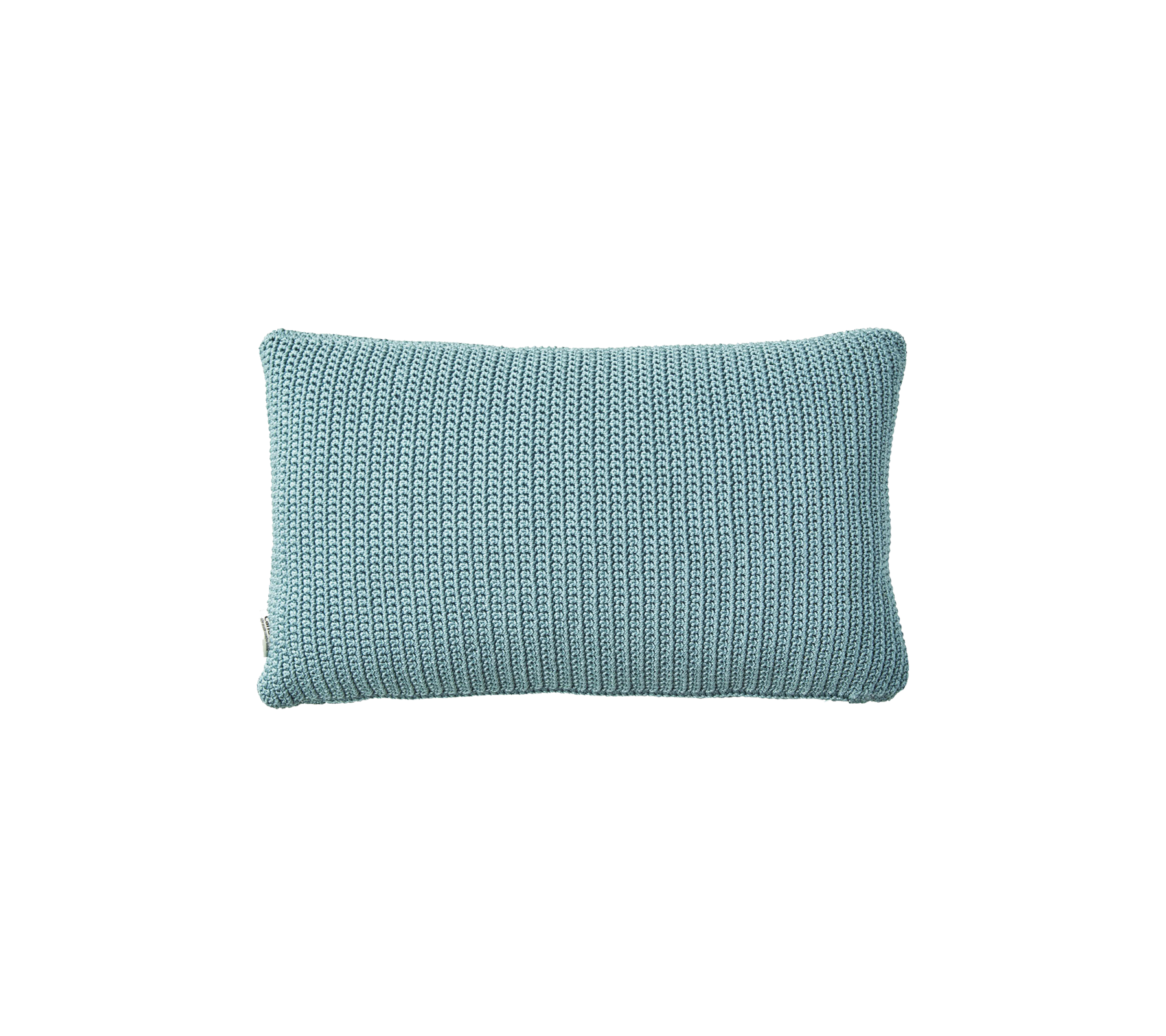 Gestructureerde rechthoekige kussen in een zachte blauwe tint, die een vleugje comfort en stijl aan elke ruimte toevoegt.