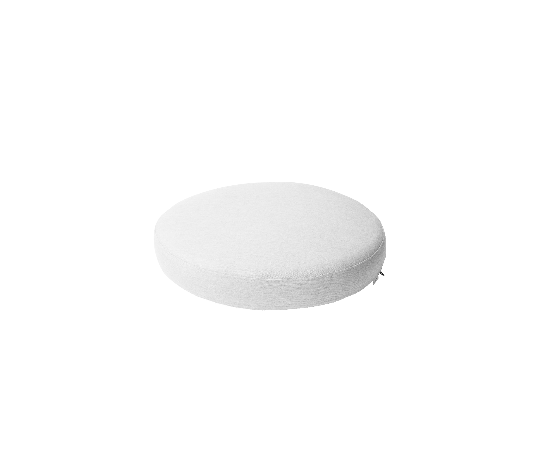 Rond, wit kussen met een glad oppervlak, ideaal om comfort en stijl toe te voegen aan zitarrangementen.