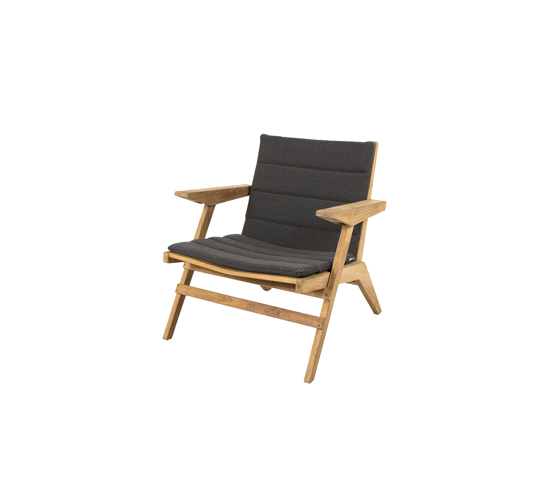 Moderne houten armstoel met een grijze gestoffeerde zitting en rugleuning, met een stijlvol ontwerp dat verschillende decoratiestijlen aanvult.