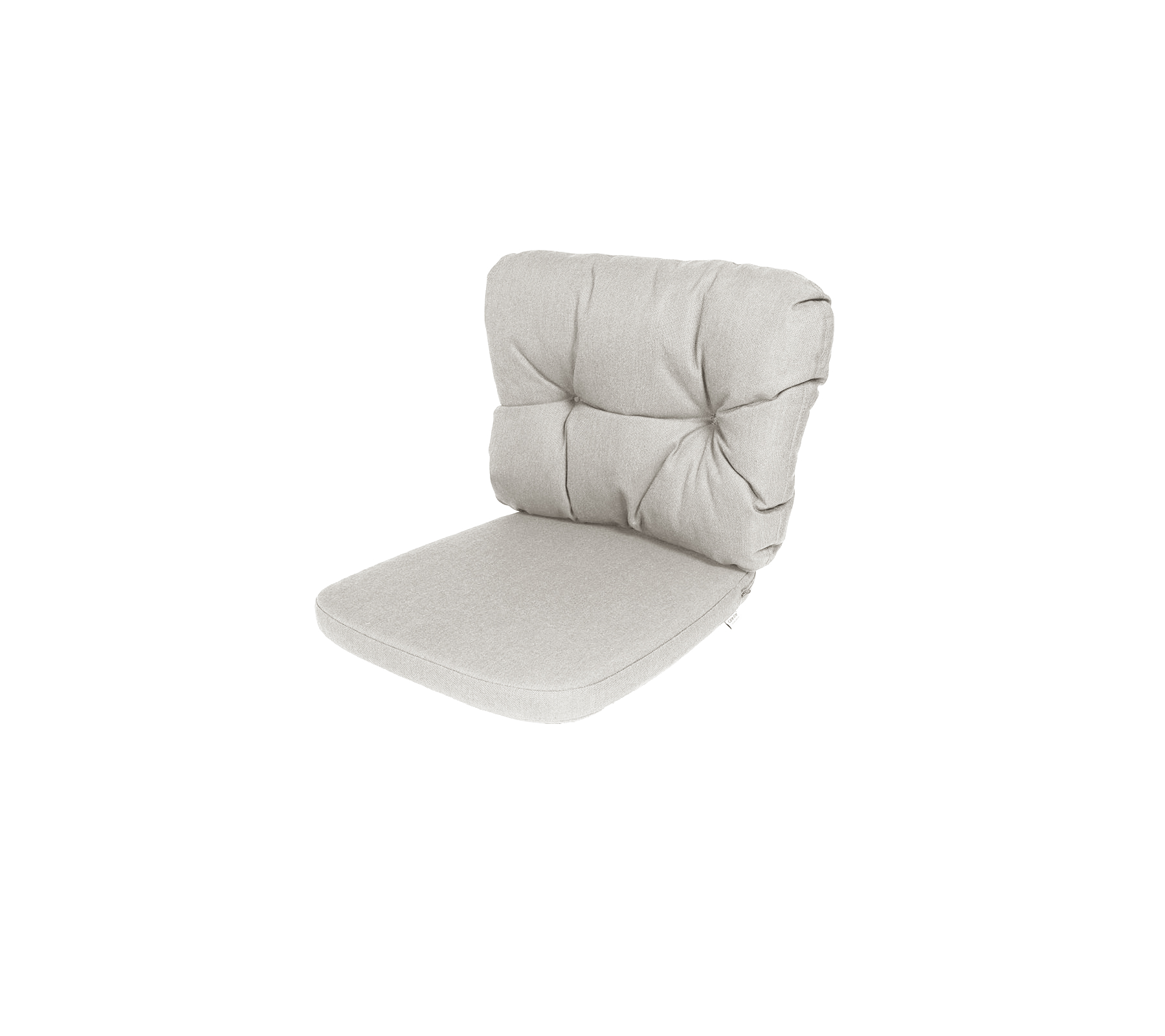 Comfortabel lichtgekleurde kussen met getuft ontwerp, geschikt voor zitplaatsen, biedt ondersteuning en stijl. Ideaal voor verschillende zitarrangementen.