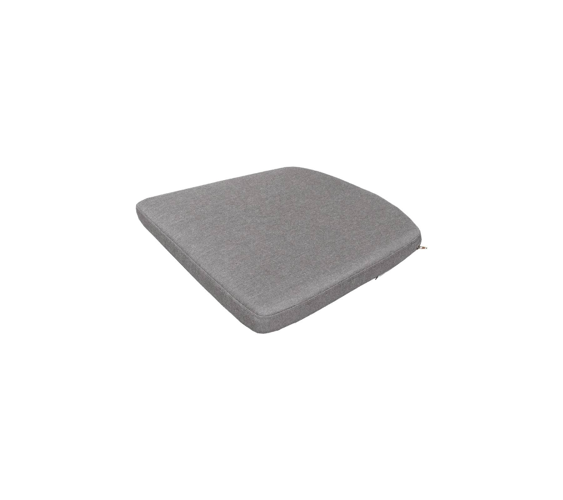 Vierkant grijs kussen met een glad oppervlak, ontworpen voor comfort en ondersteuning. Geschikt voor verschillende zitarrangementen.