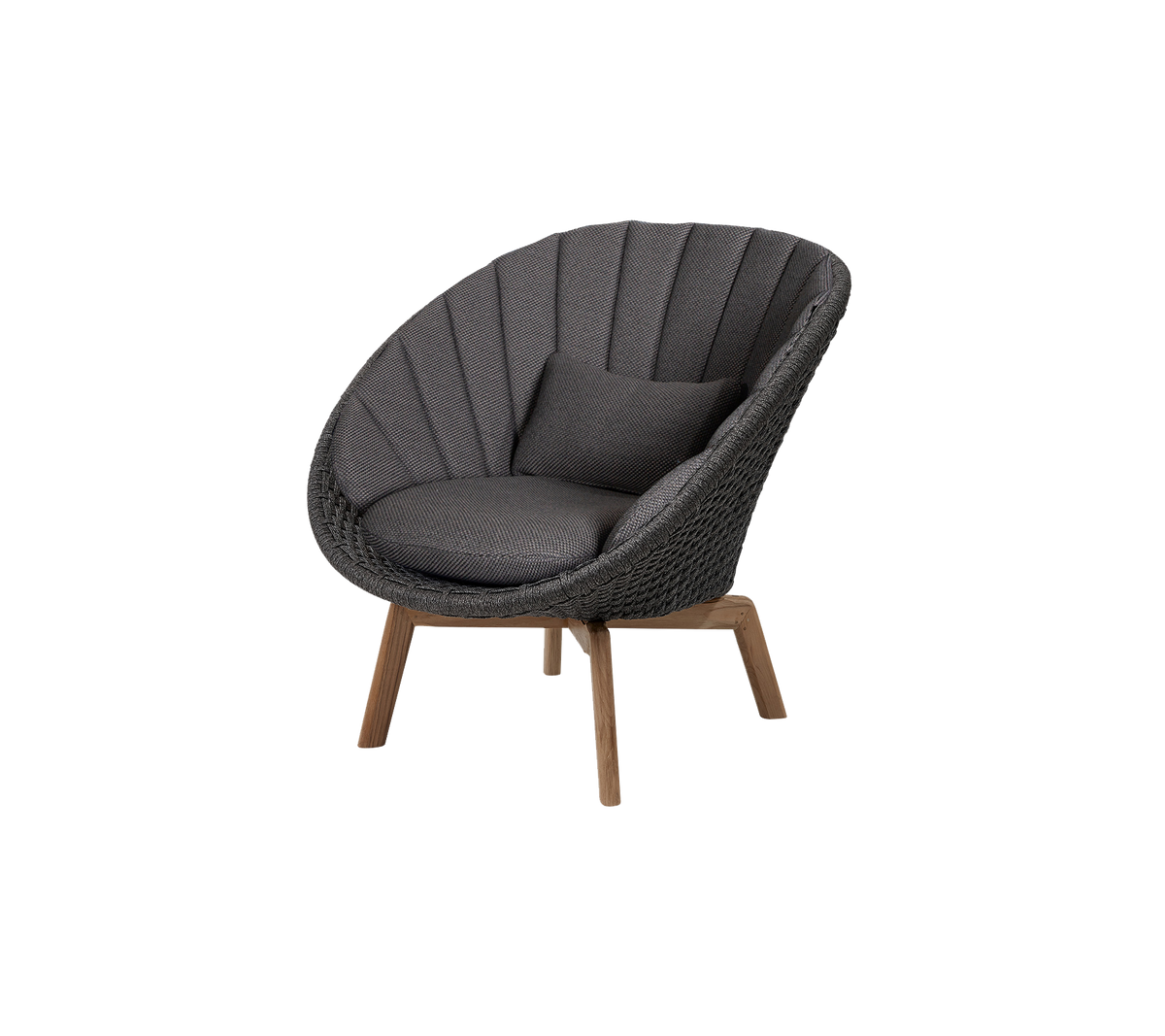 Stijlvolle ronde stoel met pluche bekleding en slanke houten poten, met een textuurstof voor comfort en elegantie.