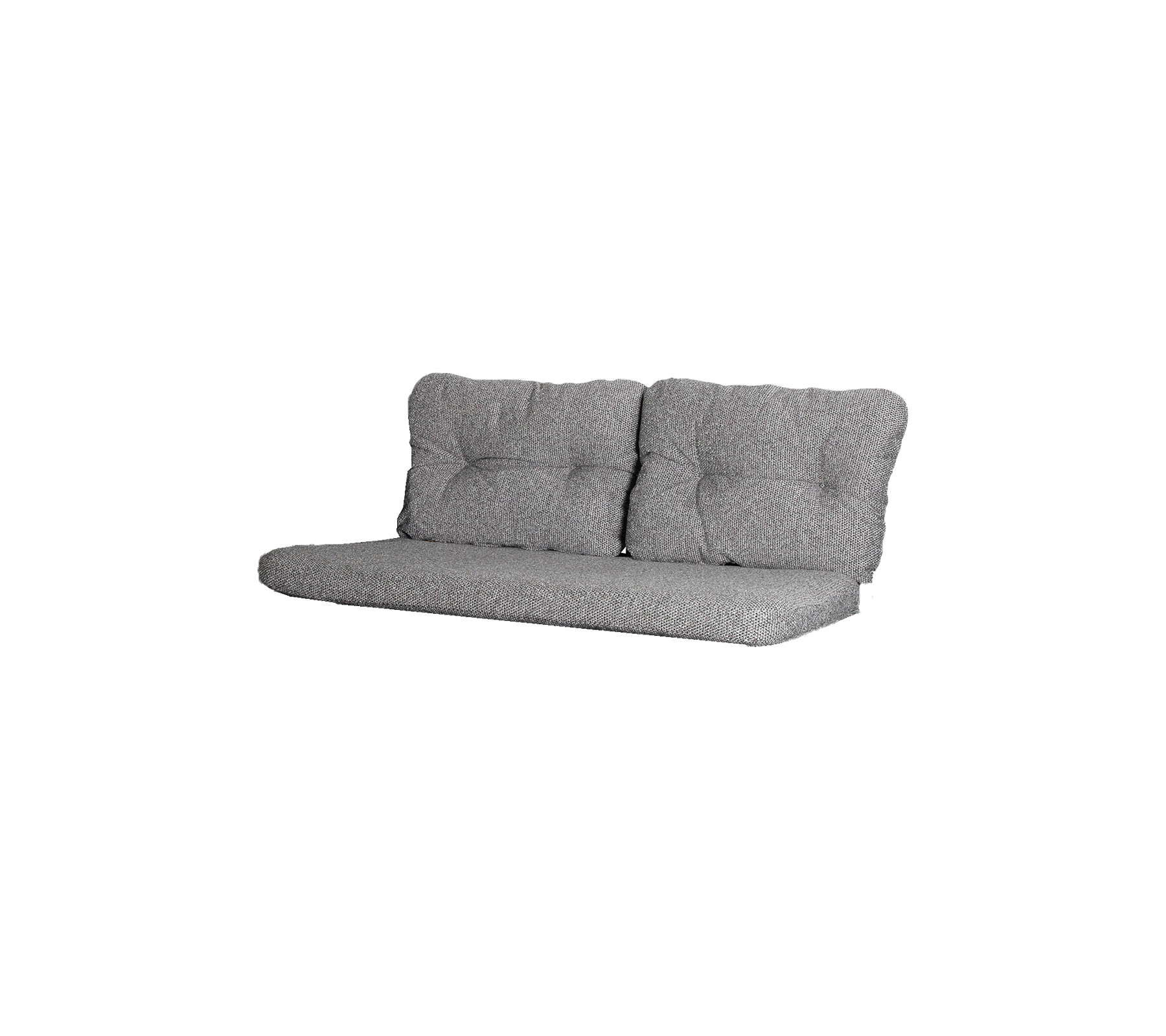 Grijze bank met een getuft ontwerp, met een minimalistische stijl en strakke lijnen, ideaal voor moderne woonruimtes.