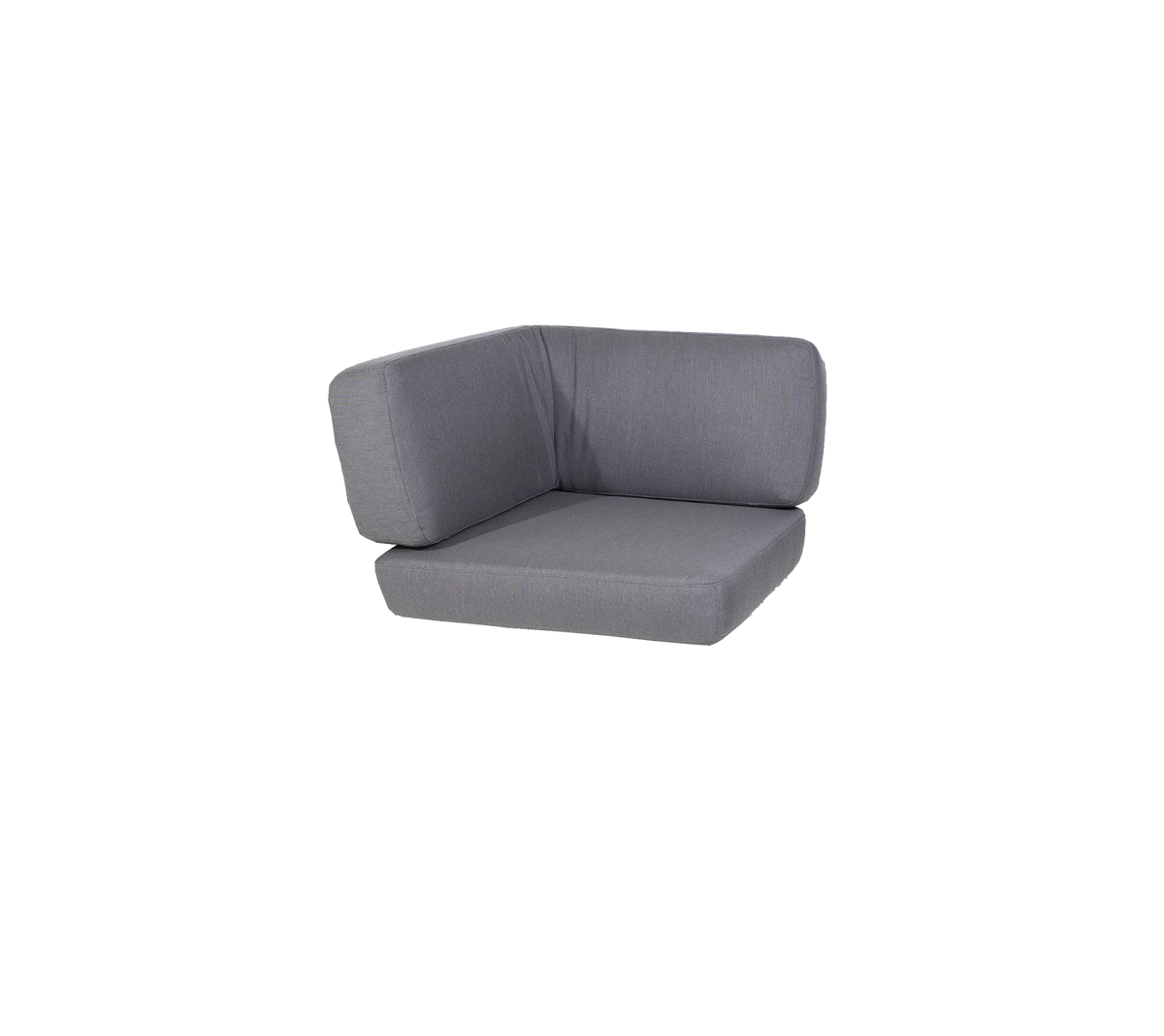 Een moderne grijze hoeksofacushion met een minimalistisch ontwerp, met een comfortabele rugleuning en een ruime zithoek.