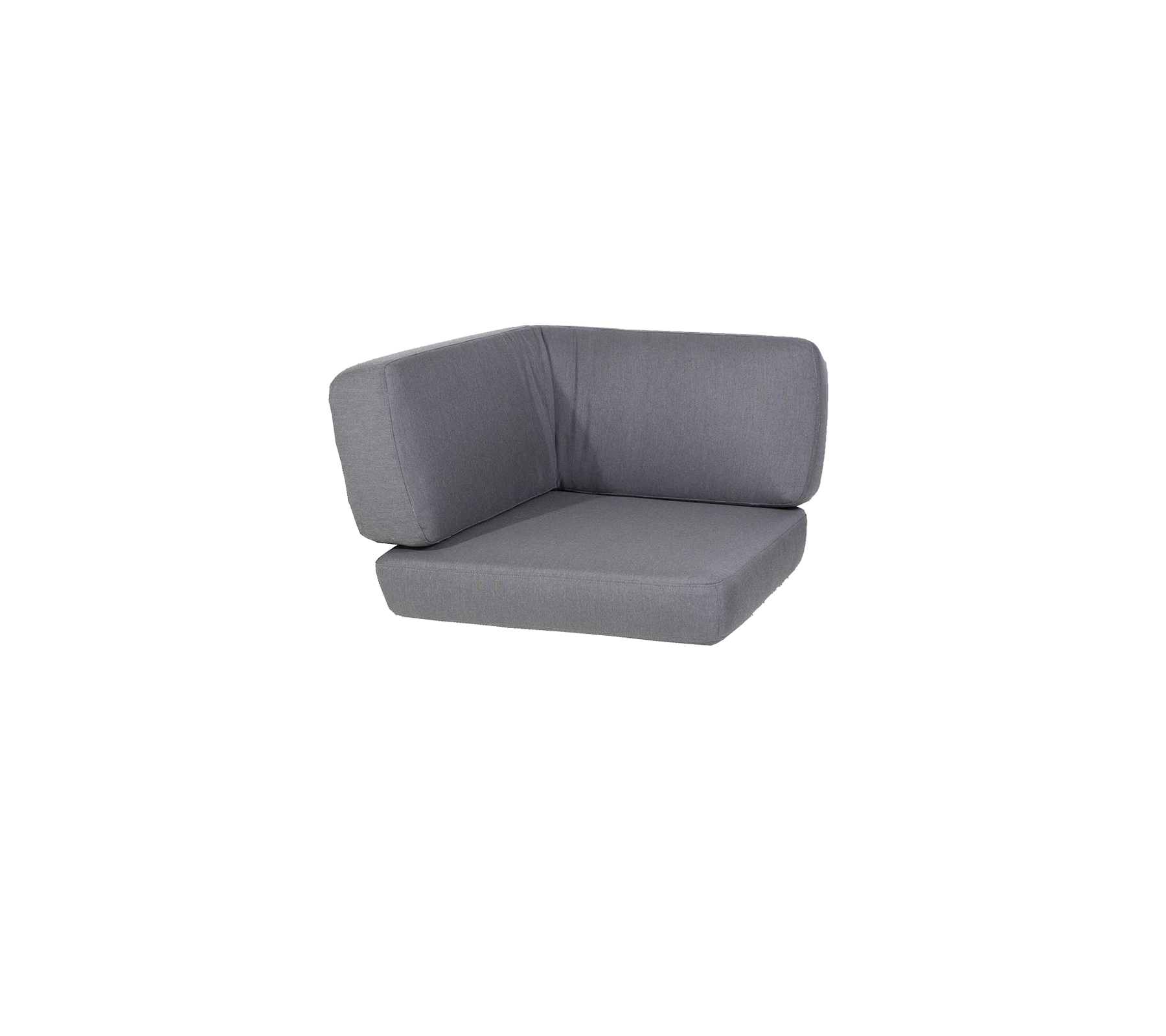 Een moderne grijze hoeksofacushion met een minimalistisch ontwerp, met een comfortabele rugleuning en een ruime zithoek.