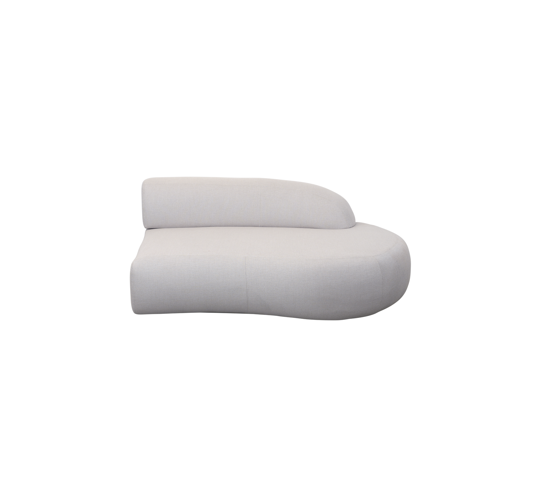 Elegante gebogen witte bank met een modern ontwerp, met soepele contouren en een minimalistische esthetiek. Ideaal voor stijlvolle zitplaatsen.