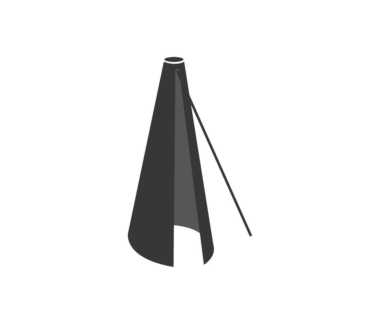 Een slanke zwarte megafoon met een conische vorm en een zijhandvat voor gemakkelijke grip en gebruik.
