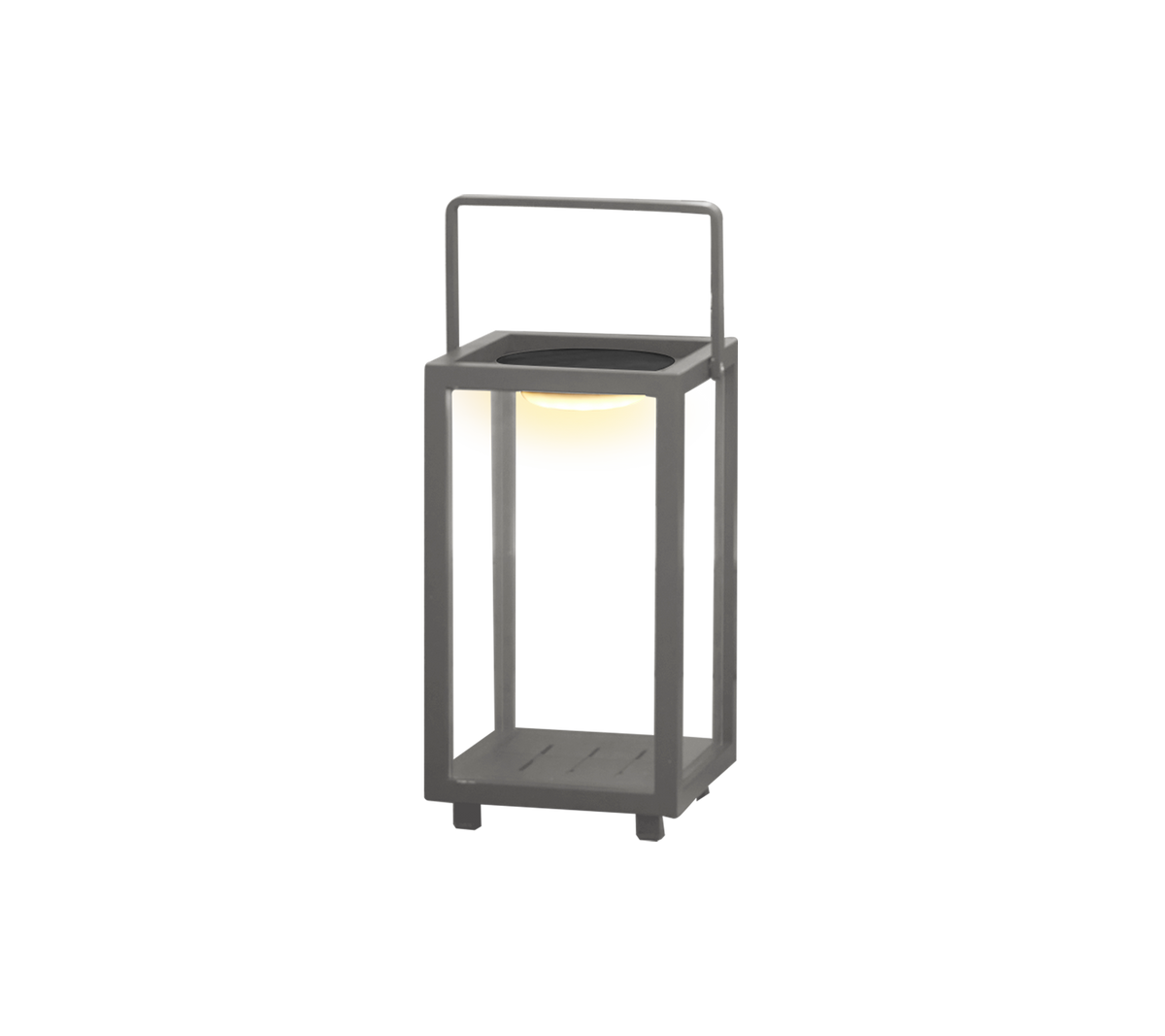 Een moderne LED-lantaarn met een slank ontwerp en een handvat, die stijlvolle belichting biedt in elke omgeving.