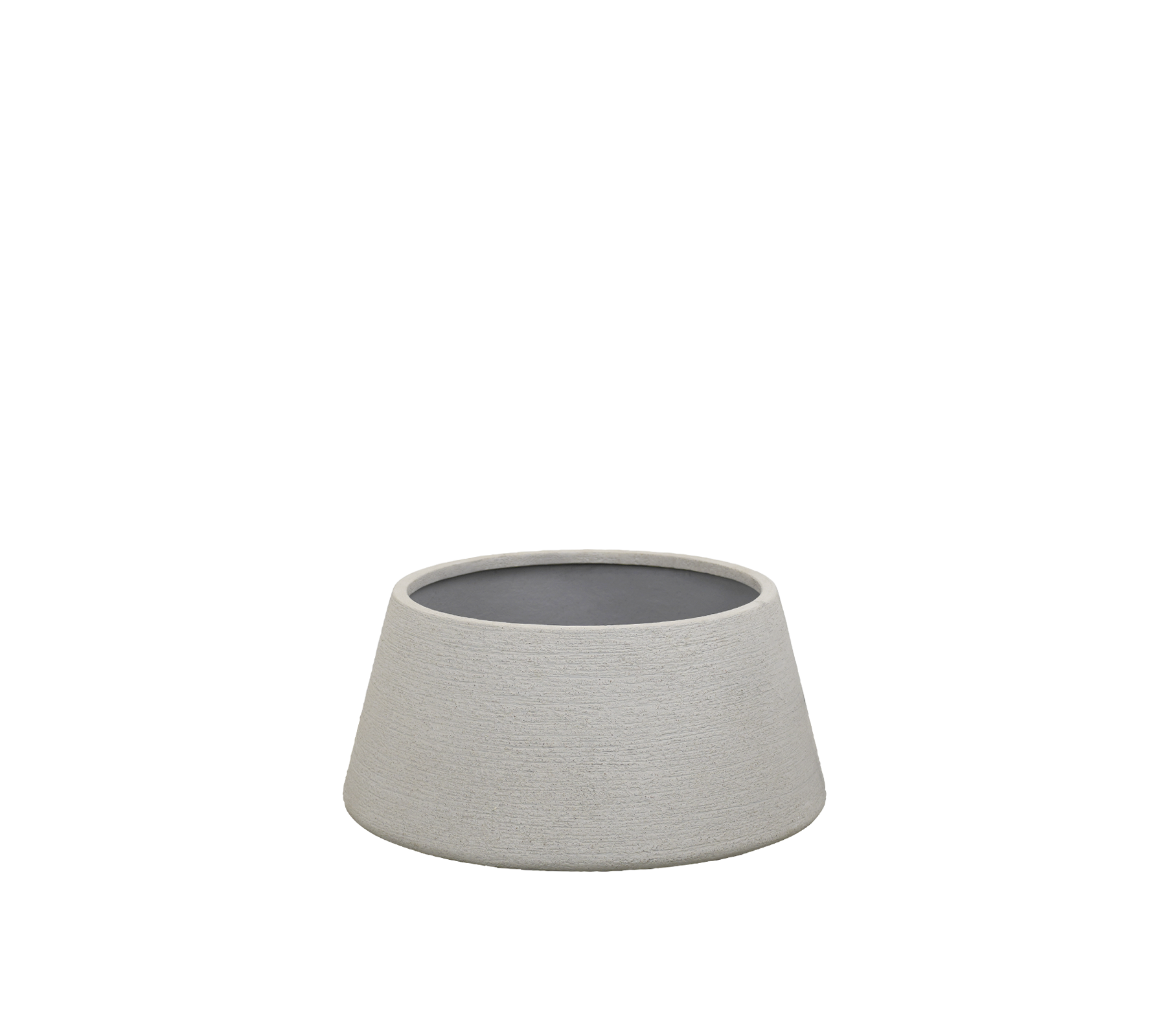 Moderne grijze kom met een minimalistisch ontwerp.