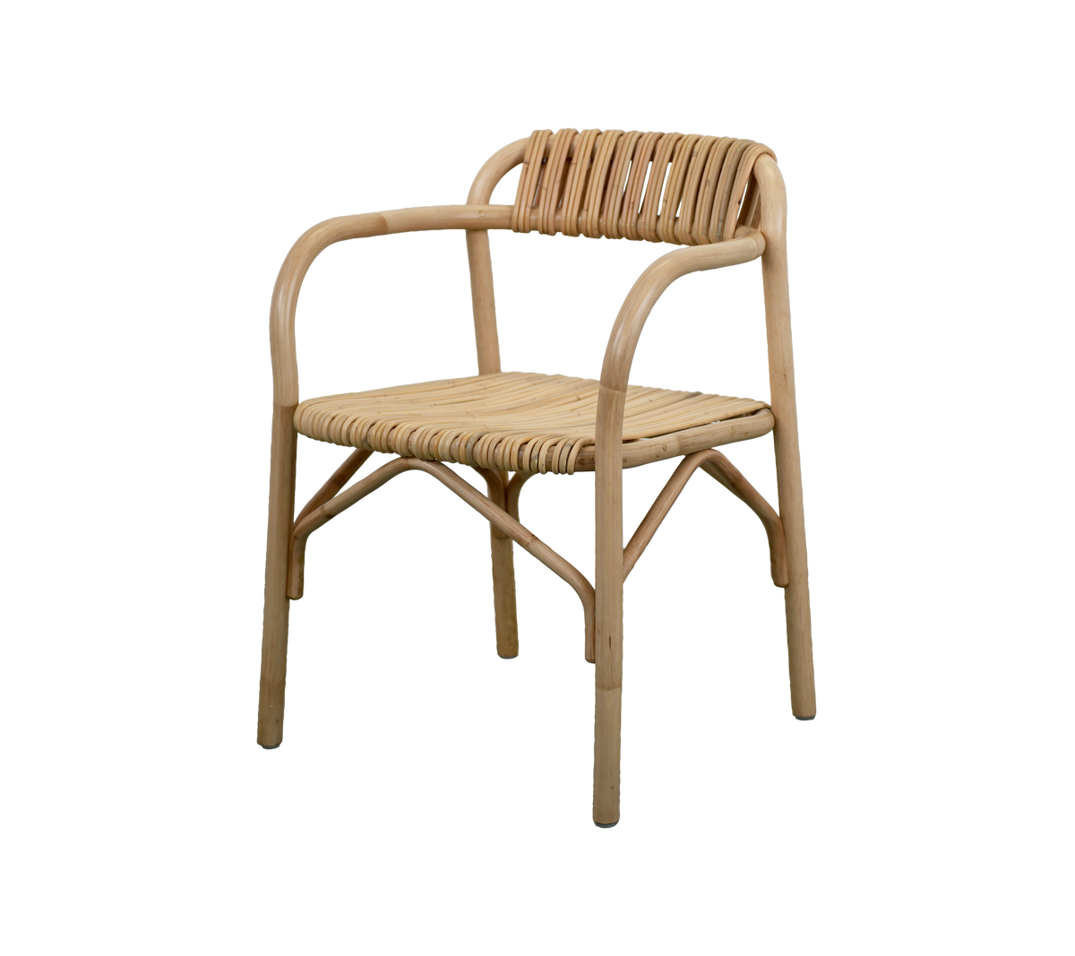 Natuurlijk gekleurde stoel met een minimalistisch ontwerp.