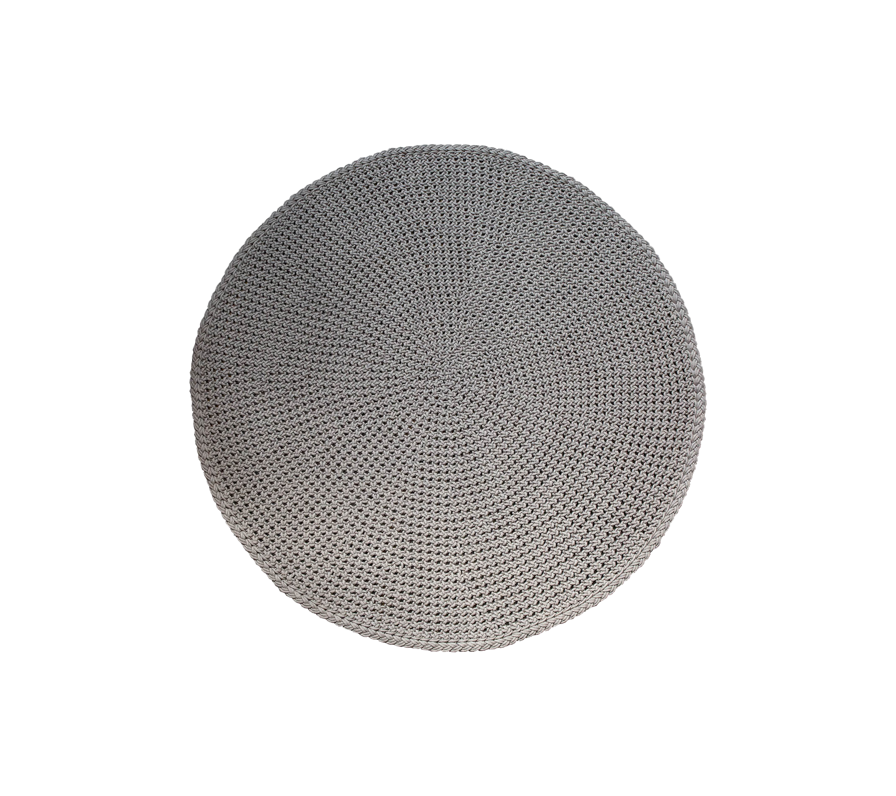 Rond taupe tapijt, 200 cm in diameter, met een gestructureerd oppervlak en middelgrote vlechtontwerp, gemaakt van Cane-line Soft Rope.