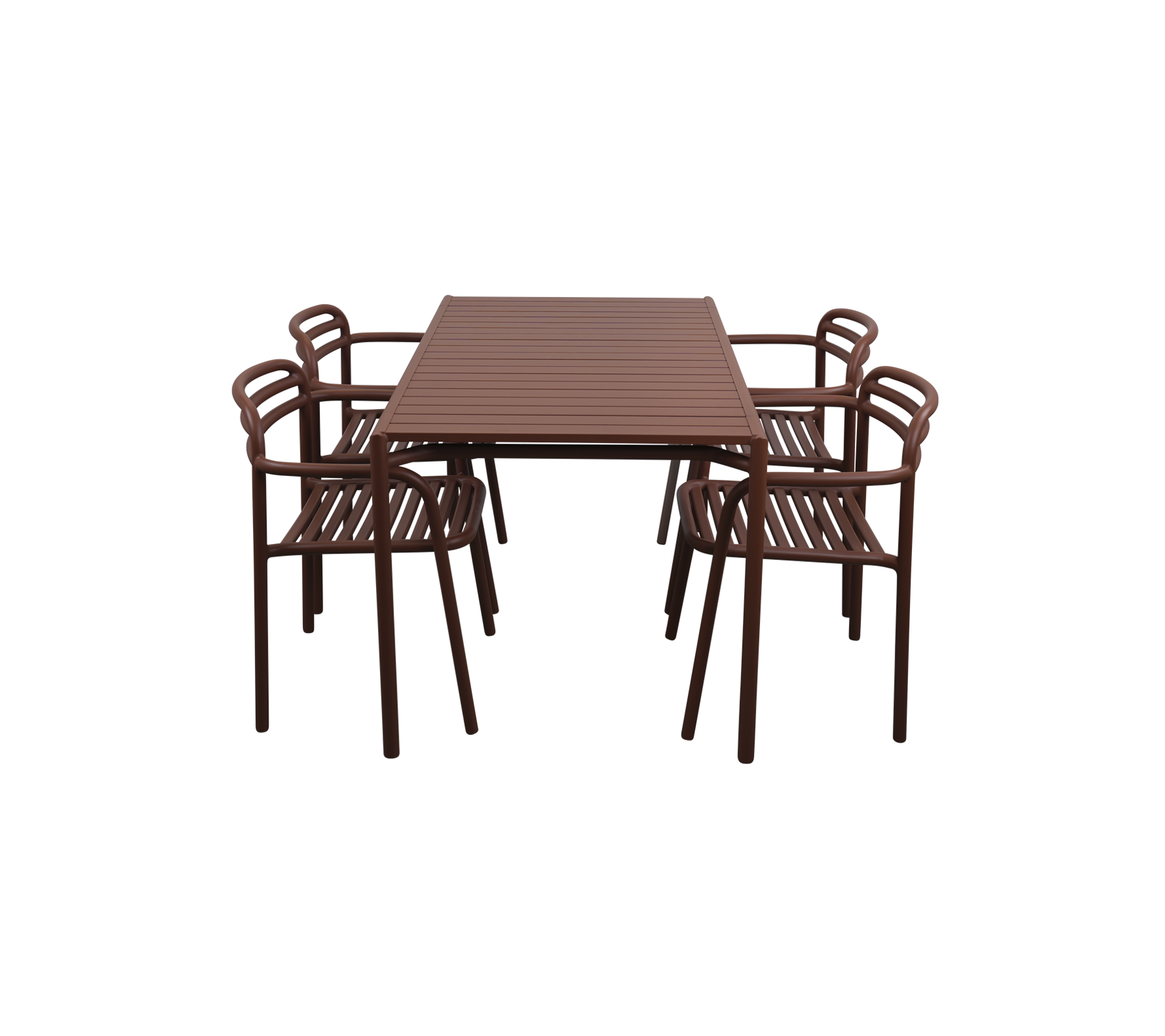 Bliss rechth. Eettafel incl. 4 Bliss Armstoelen