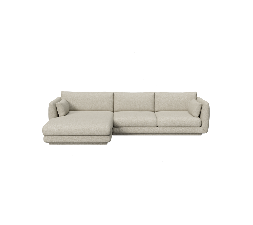 Lichtbruin modern sofa met chaise longue ontwerp.