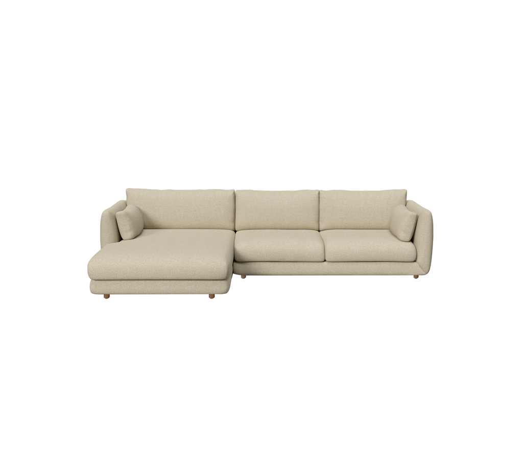 Lichtbruine moderne bank met chaise lounge ontwerp.