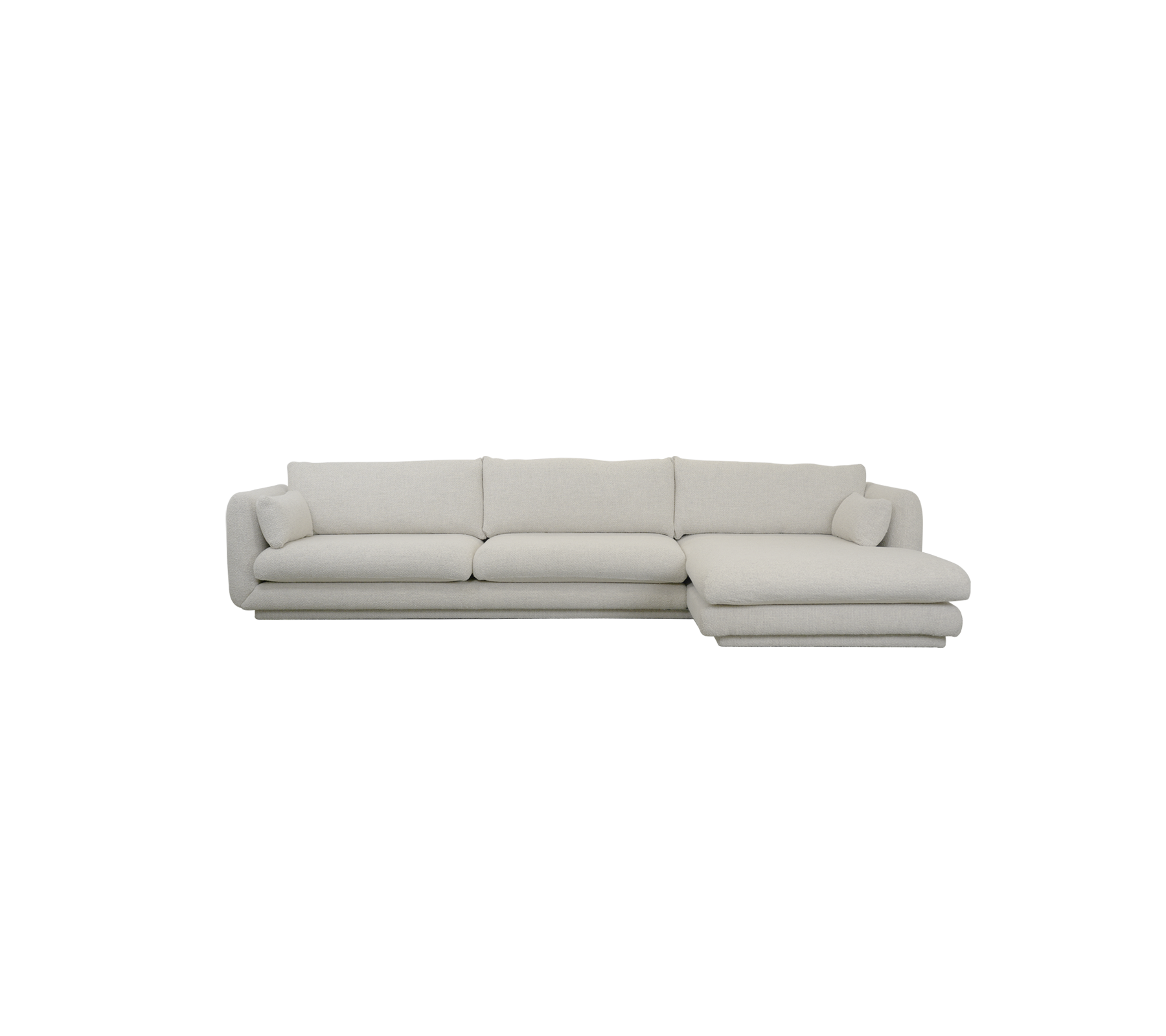 Moderne zandkleurige sofa met een schone uitstraling.