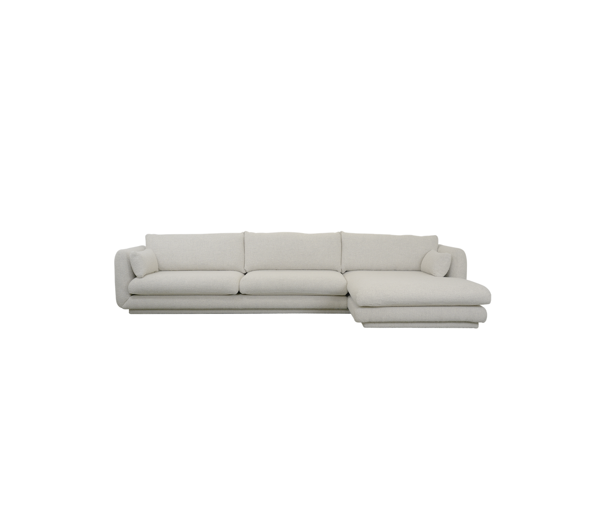 Moderne zandkleurige sofa met een schone uitstraling.
