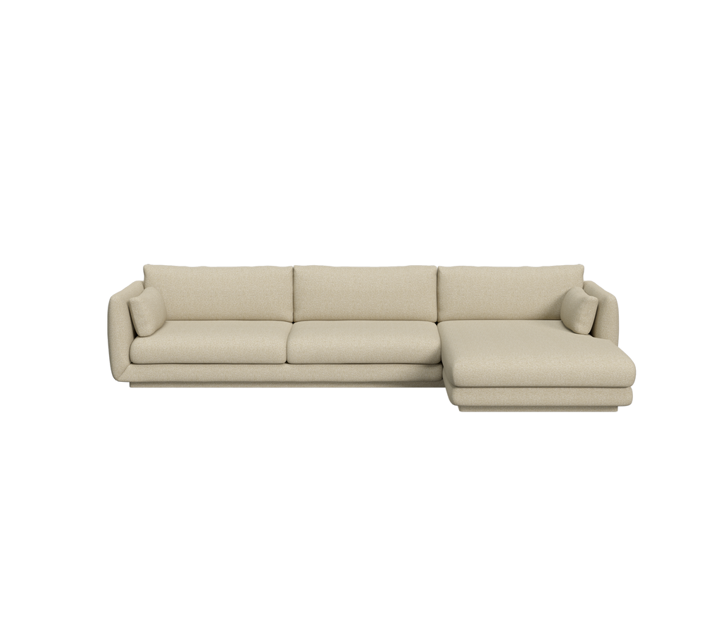 Lichtbruine moderne bank met chaise lounge ontwerp.
