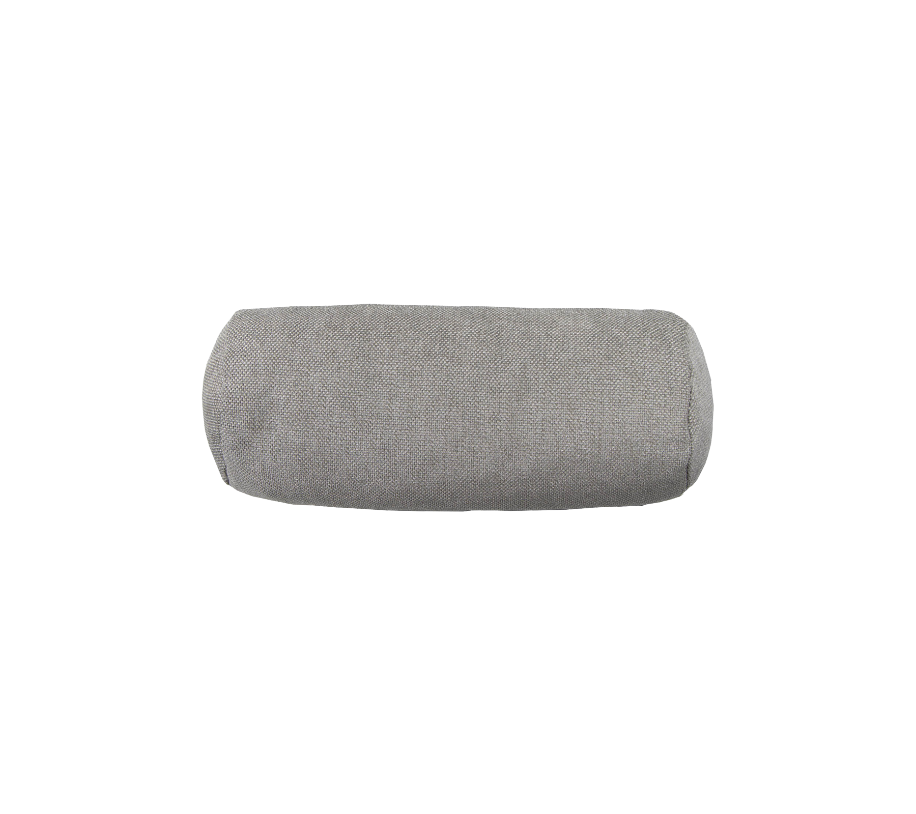 Grijze cilindervormige kussen met een gestructureerde stofoppervlakte, ideaal voor het bieden van ondersteuning en comfort.