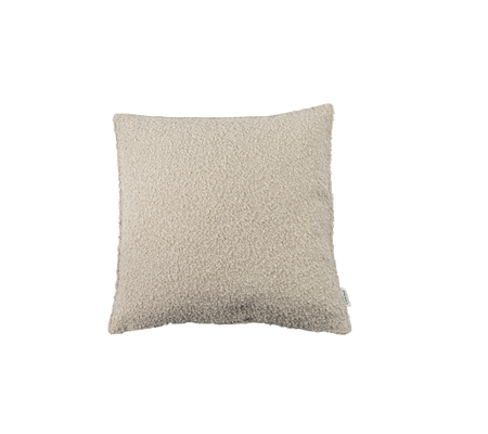 Vierkant kussen in een zachte beige textuur, perfect om comfort en stijl toe te voegen aan elke zitruimte.