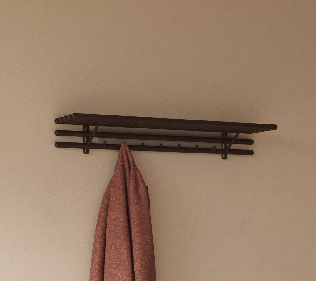 Sticks coat rack w/hat shelf